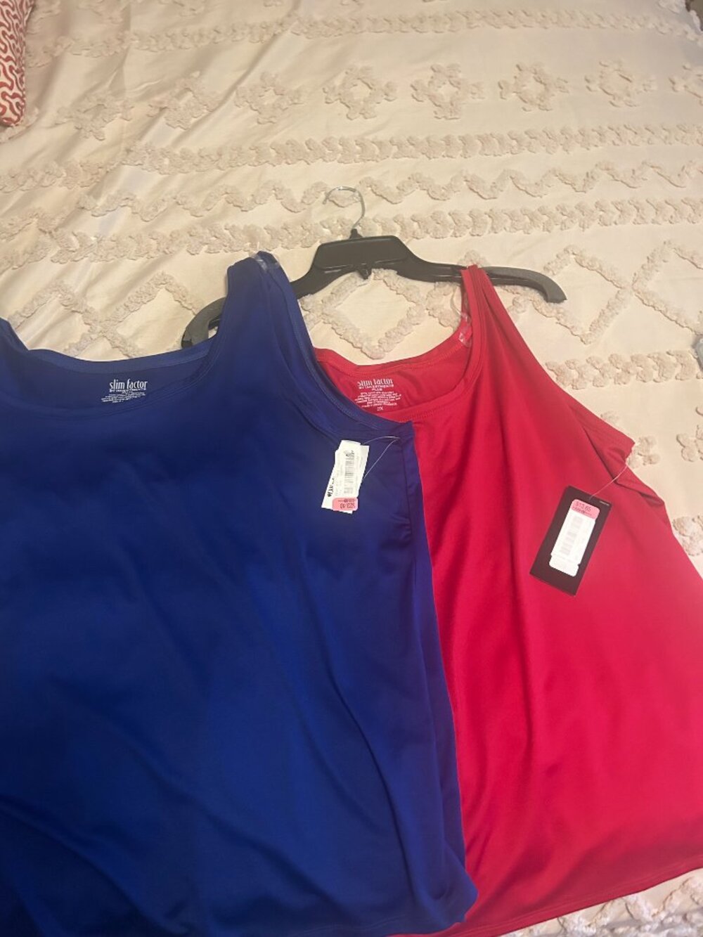 Women's Slim Factor by Investments TANKS, Royal Blue and Bright Red. 2X nwt
